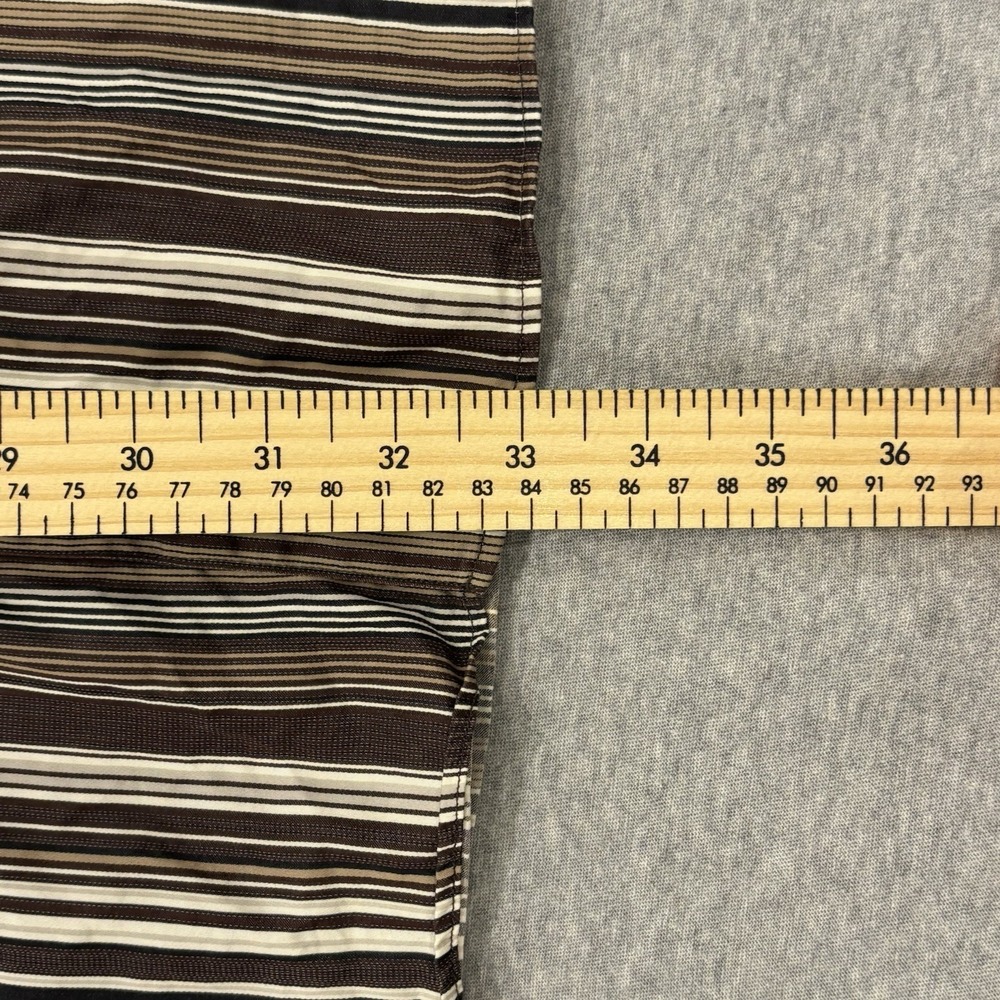 Bugatchi Uomo Button Up Shirt Men's Size XXL Brown Vertical Striped Flip Cuff - Picture 6 of 8